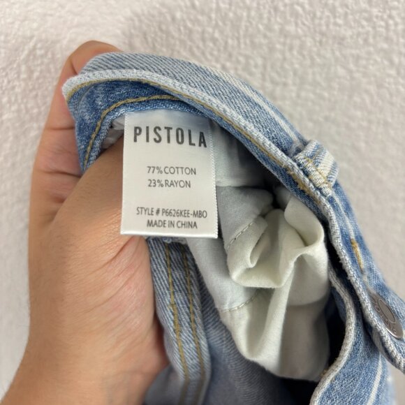 Pistola Womens Blue Striped Stretch High Rise Straight Leg Denim Jeans Size 28 - Picture 6 of 11